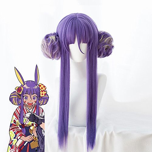 

Fate / Grand Order FGO Nitocris Cosplay Wigs Women's With 2 Ponytails 22 inch Heat Resistant Fiber kinky Straight Purple Adults' Anime Wig