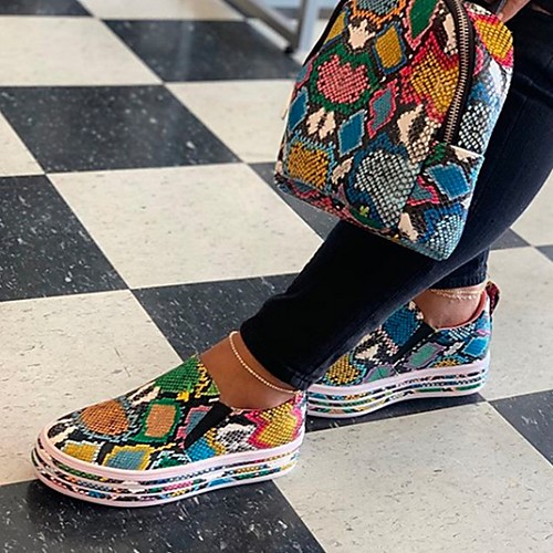 

Women's Flats Slip-on Sneakers Flat Heel Round Toe Daily PU Summer Purple Blue