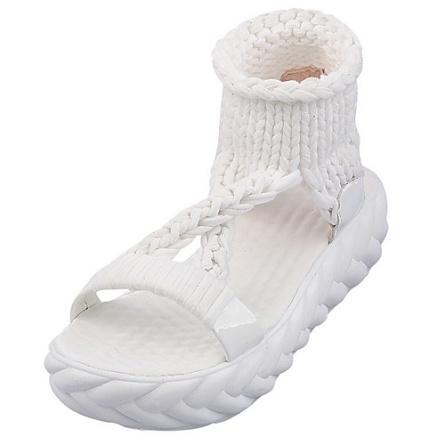 

Women's Sandals Summer Flat Heel Open Toe Daily Knit White / Black / Fuchsia