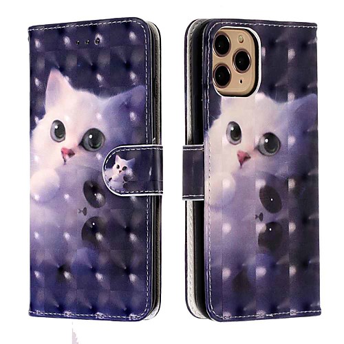 

Case For Apple iPhone 11 / iPhone 11 Pro / iPhone 11 Pro Max Wallet / Card Holder / with Stand Full Body Case Cute Cat PU Leather / TPU for iPhone Xs Max / Xr / Xs / X / SE (2020) / 8 Plus / 8