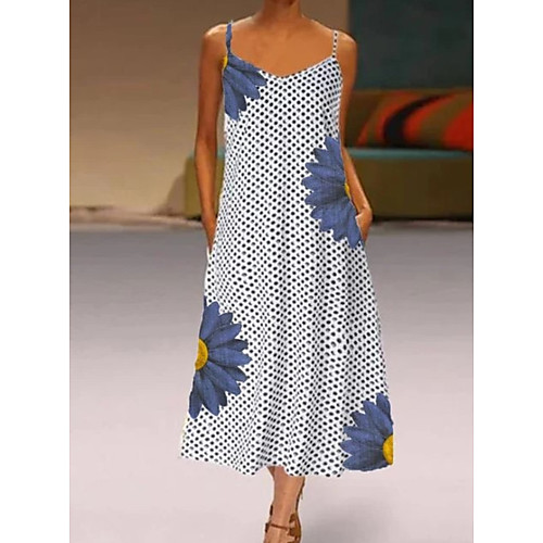 

Women's Shift Dress Midi Dress - Sleeveless Polka Dot Summer Elegant 2020 Gray S M L XL XXL XXXL