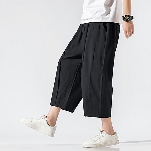 

Men's Sporty Chinoiserie Loose Chinos Pants - Solid Colored Drawstring Comfort Cotton Wine Black Navy Blue US32 / UK32 / EU40 / US34 / UK34 / EU42 / US38 / UK38 / EU46