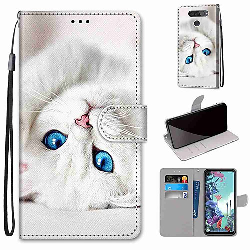 

Case For LG Q70 / LG K50S / LG K40S Wallet / Card Holder / with Stand Full Body Cases White Cat PU Leather / TPU for LG K30 2019 / LG K20 2019