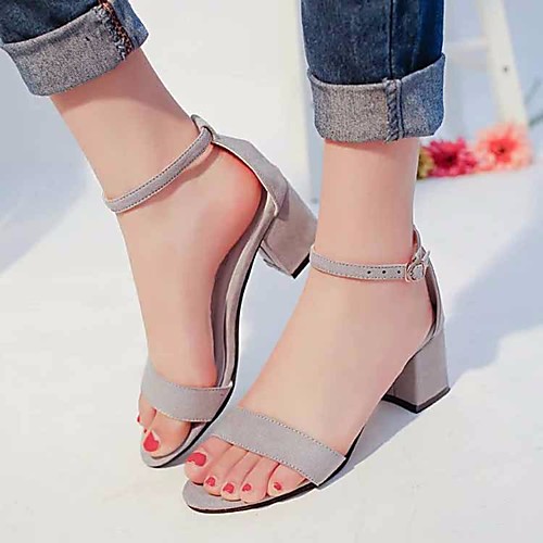 

Women's Sandals Summer Chunky Heel Round Toe Daily PU Black / Pink / Beige