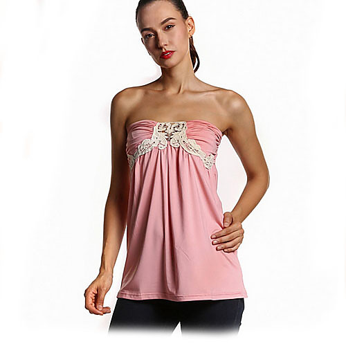 

Women's Solid Colored Blouse Boho Daily Strapless Black / Blushing Pink