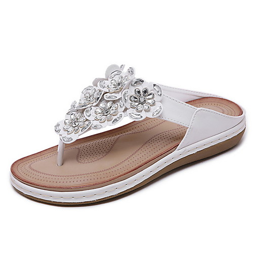 

Women's Sandals Summer Flat Heel Open Toe Daily PU White / Black / Red
