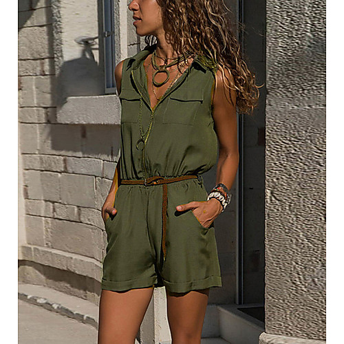 

Women's Black Yellow Green Romper Onesie, Solid Colored Drawstring S M L