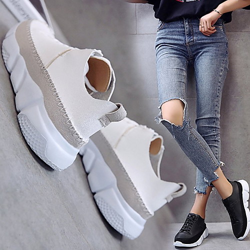 

Women's Trainers / Athletic Shoes Spring / Fall Flat Heel Round Toe Daily PU White / Black