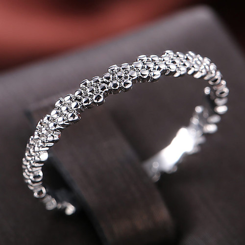 

Women's Ring Belle Ring AAA Cubic Zirconia 1pc White Copper Silver-Plated Irregular Statement Luxury Party Evening Gift Jewelry Geometrical Wearable