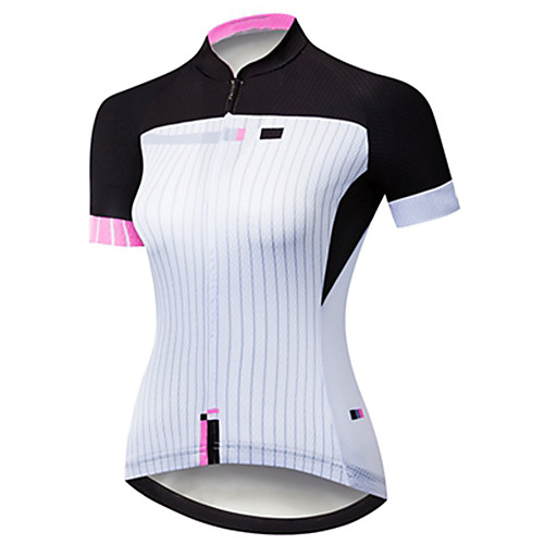 

21Grams Women's Short Sleeve Cycling Jersey Summer BlackWhite Stripes Solid Color Bike Jersey Top Mountain Bike MTB Road Bike Cycling UV Resistant Quick Dry Breathable Sports Clothing Apparel