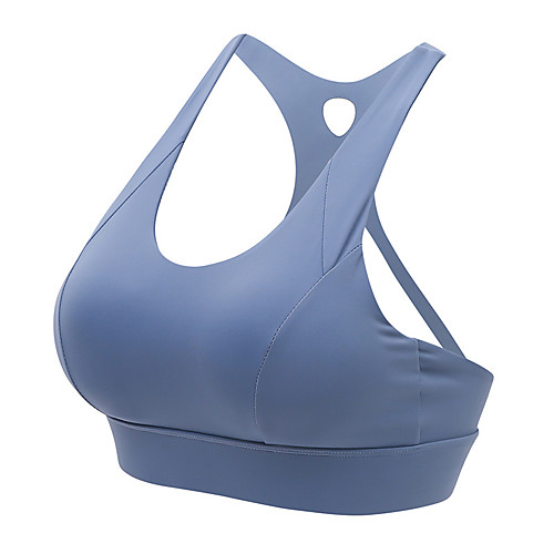 

Women's Sports Bra Bralette Strappy Back Running Fitness Jogging Breathable Soft Padded Medium Support Yellow Pink Blue White Black Solid Colored / Stretchy
