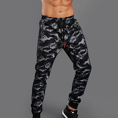 

Men's Basic Chinos Pants Camouflage Full Length Drawstring Gray