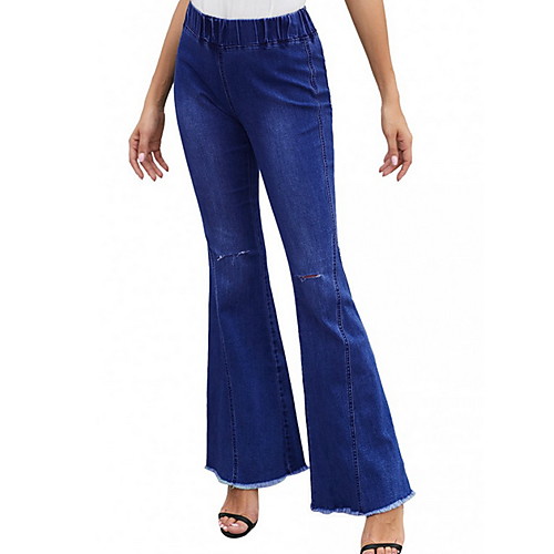 

Women's Basic Slim Chinos Pants - Solid Colored Black Navy Blue Light Blue S / M / L