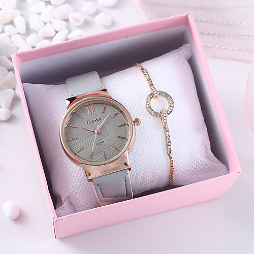 

Women's Quartz Watches New Arrival Fashion Black Blue Red PU Leather Chinese Quartz Black Blue Red Chronograph Cute Creative 2 Piece Analog One Year Battery Life