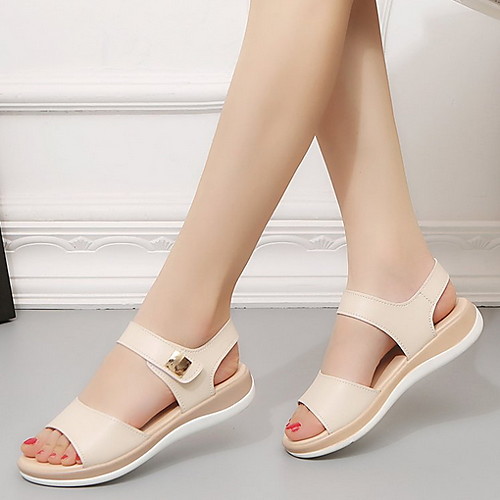 

Women's Sandals Flat Sandal Summer Flat Heel Open Toe Daily PU White / Blue / Beige