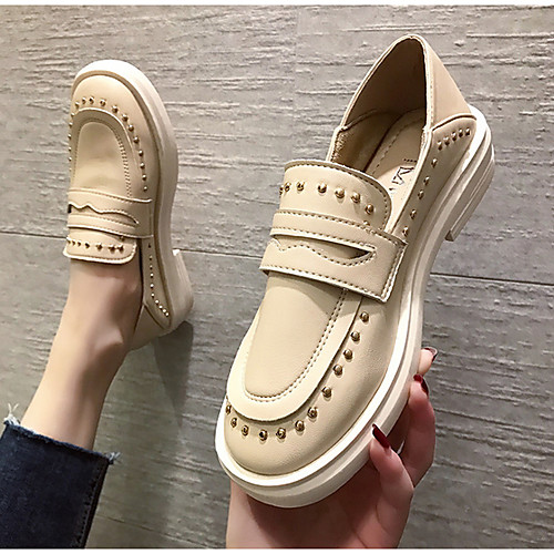 

Women's Loafers & Slip-Ons Spring & Summer Flat Heel Round Toe Daily PU Black / Beige