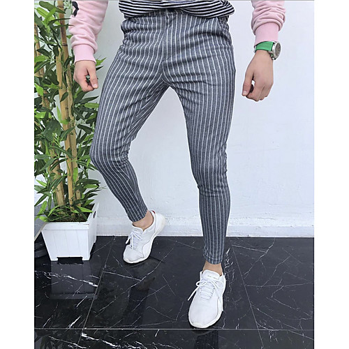 

Men's Basic Loose Chinos Pants - Striped White Black Gray US32 / UK32 / EU40 / US34 / UK34 / EU42 / US36 / UK36 / EU44