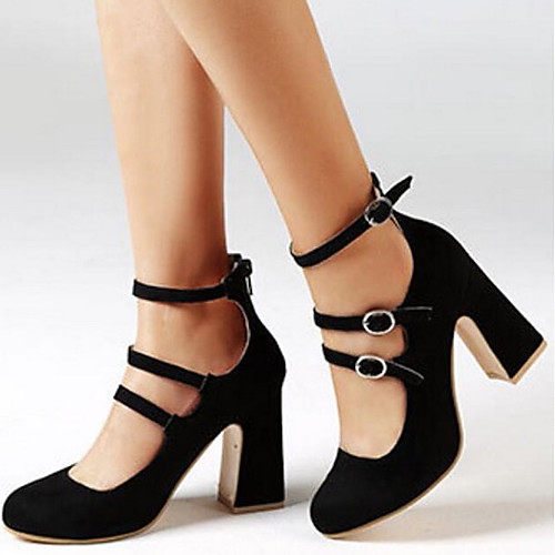 

Women's Heels Spring Block Heel Round Toe Daily Suede Black / Burgundy