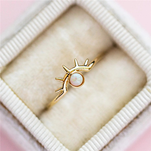 

Women's Ring Opal 1pc Gold Copper Round Luxury Trendy Sweet Birthday Party Evening Jewelry Geometrical Eyes