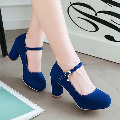

Women's Heels Spring & Summer Chunky Heel Round Toe Daily Solid Colored Faux Leather Black / Red / Green