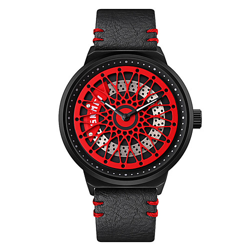 

SKMEI Men's Dress Watch Quartz Formal Style Modern Style Leather Black / Brown 30 m Water Resistant / Waterproof Hollow Engraving New Design Analog Casual Fashion - Black Blue Red One Year Battery