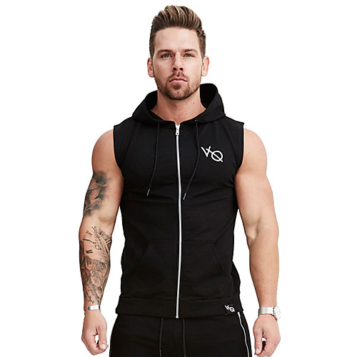

Men's Sleeveless Workout Tank Top Running Tank Top Running Singlet Full Zip Athleisure Wear Top Summer Cotton Breathable Soft Fitness Gym Workout Active Training Jogging Sportswear Solid Colored
