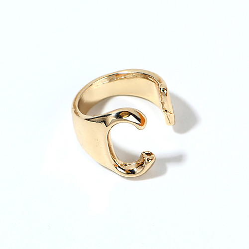 

Women's Men Women Ring 1pc Gold Silver Alloy Round Party Evening Formal Jewelry Alphabet Shape Wearable