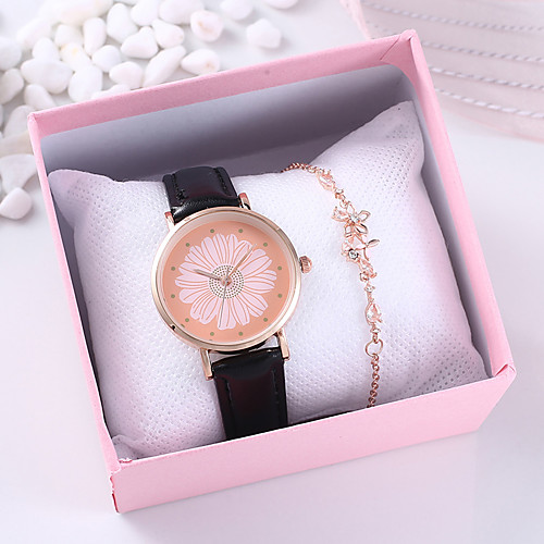 

Women's Quartz Watches New Arrival Fashion Black PU Leather Chinese Quartz Black Chronograph Cute Creative 2 Piece Analog One Year Battery Life