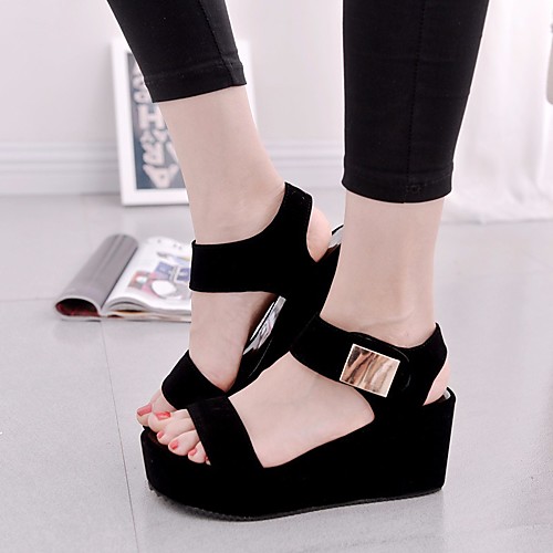 

Women's Sandals Wedge Sandals Summer Creepers Open Toe Daily PU White / Black