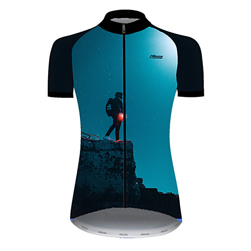 

21Grams Women's Short Sleeve Cycling Jersey Summer Nylon Polyester Black / Blue Funny Bike Jersey Top Mountain Bike MTB Road Bike Cycling Ultraviolet Resistant Quick Dry Breathable Sports Clothing