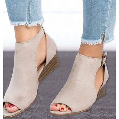 

Women's Sandals Wedge Sandals Summer Wedge Heel Peep Toe Daily Synthetics Black / Brown / Beige
