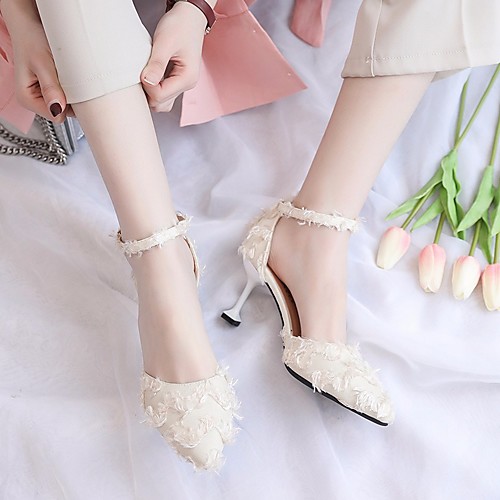 

Women's Heels Summer Low Heel Closed Toe Daily PU Almond / Black