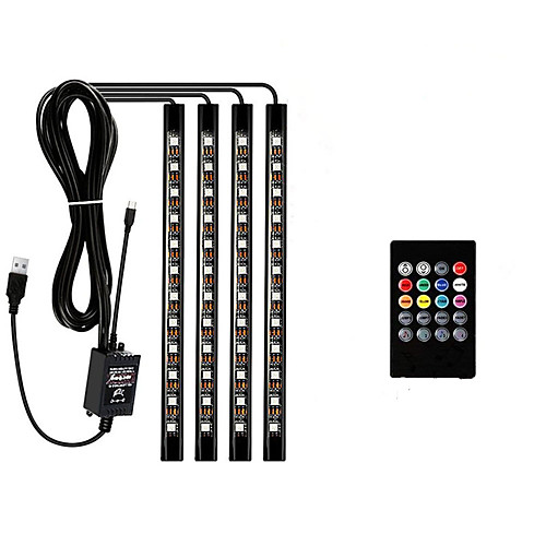 

4 pcs 9Inches Car LED Strip Lights Car Lights 72 LED Multicolor Music Car Interior Atmosphere Lights USB LED Strip for Car TV Home with Sound Active Function