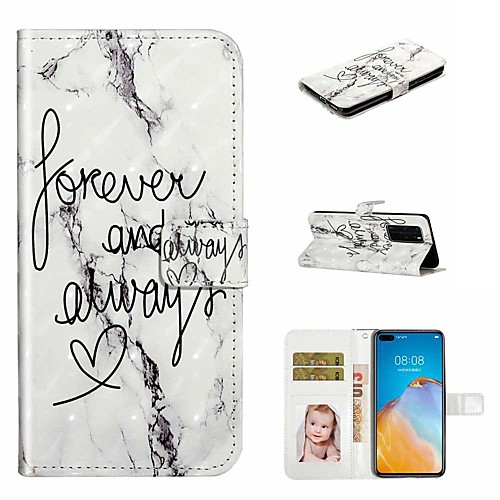 

Case For Huawei P40 / Huawei P40 Pro / Huawei P40 Lite Wallet / Card Holder / with Stand Full Body Cases Marble PU Leather / TPU for Huawei PSMART Z / Y5 2019 / Y6 2019