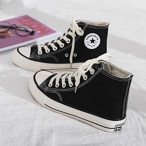 

Women's Sneakers Spring / Summer Flat Heel Round Toe Daily Canvas Black / Yellow / Green