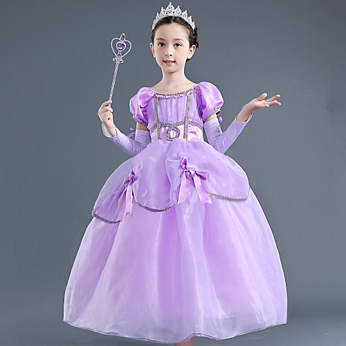

Princess Rapunzel Dress Flower Girl Dress Girls' Movie Cosplay A-Line Slip Vacation Dress Purple Dress Children's Day Masquerade Tulle Polyester