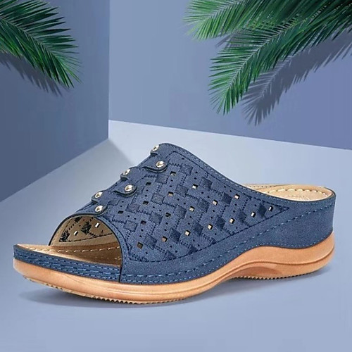 

Women's Sandals / Slippers & Flip-Flops Platform Sandal Summer Platform Open Toe Daily PU Red / Light Grey / Blue
