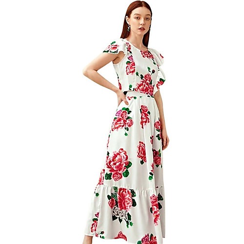 

Women's Basic Blouse - Floral, Print Skirt
