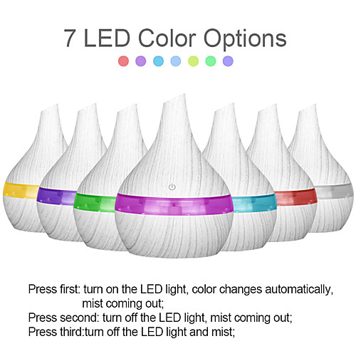 

USB White Wood Grain 300ml air Humidifier Aromatherapy 7 Color Lights Electric Essential Oil Aroma Diffuser cool mist maker
