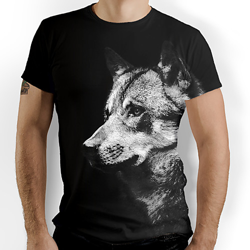 

Men's T shirt Shirt Graphic Optical Illusion Animal Print Short Sleeve Daily Tops Round Neck Black