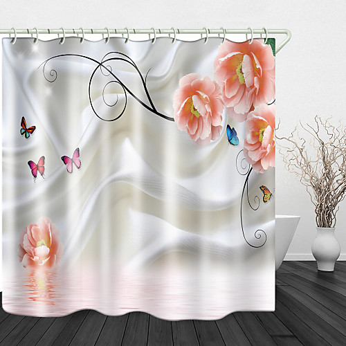 

Digital printing Shower Curtain Waterproof Polyester Cloth & Rustproof Copper Buckle Non-pollution Digital Printing