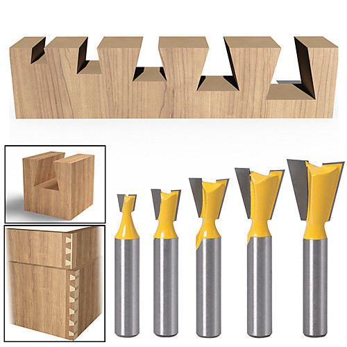 

5pcs/set 8MM Shank Dovetail Router Bit Cutter Wood Working Industry Standard Router Bits For Woodworking HT73