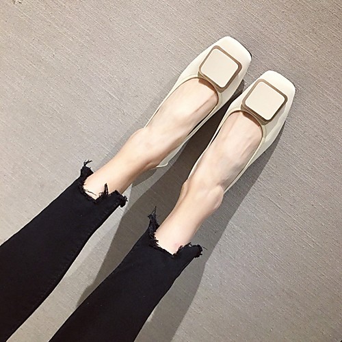 

Women's Loafers & Slip-Ons Summer Flat Heel Square Toe Daily Satin Black / Red / Pink