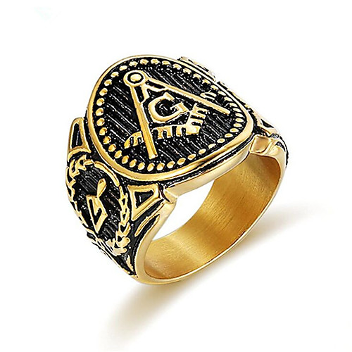 

Men's Ring 1pc Gold Titanium Steel Round Vintage Gift Festival Jewelry Classic Totem Series