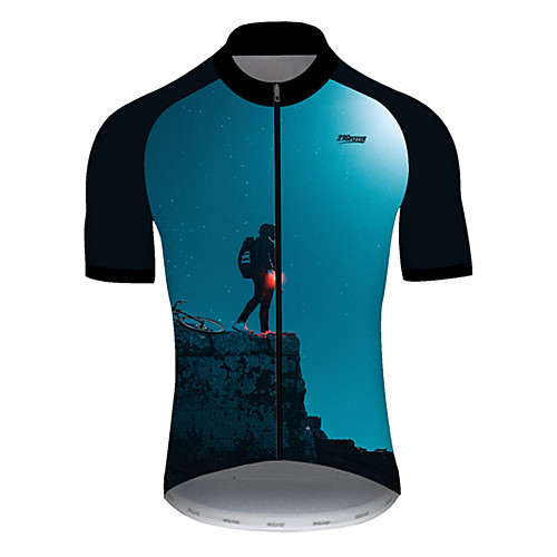 

21Grams Men's Short Sleeve Cycling Jersey Summer Nylon Polyester Black / Blue Funny Bike Jersey Top Mountain Bike MTB Road Bike Cycling Ultraviolet Resistant Quick Dry Breathable Sports Clothing