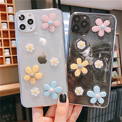 

3D Flowers Bling Glitter Phone Case For iPhone SE 2020 / 11 / 11 Pro / 11 Pro Max / X / XS / XR / XS Max / 8Plus / 8 / 7Plus / 7 Transparent Soft TPU Silicone Back Cover