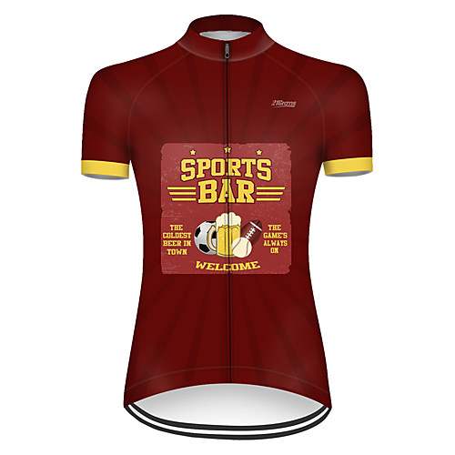 

21Grams Women's Short Sleeve Cycling Jersey Polyester Red / Yellow Funny Oktoberfest Beer Bike Jersey Top Mountain Bike MTB Road Bike Cycling Breathable Quick Dry Ultraviolet Resistant Sports