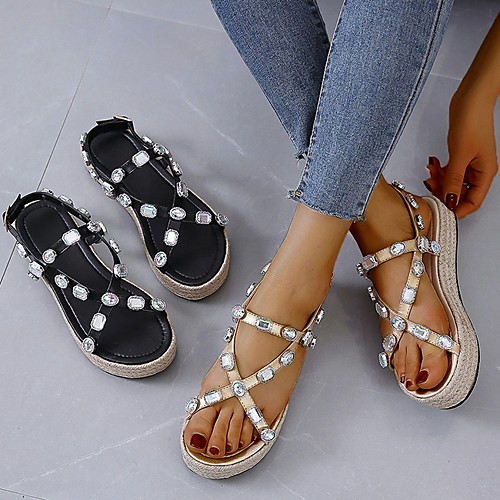 

Women's Sandals Wedge Sandals Platform Sandal Summer Platform Open Toe Daily PU Black / Beige