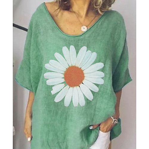 

Women's Floral Loose Blouse - Cotton Daily Blue / Green