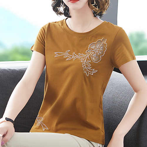 

Women's Floral Print T-shirt Daily White / Black / Blue / Blushing Pink / Brown